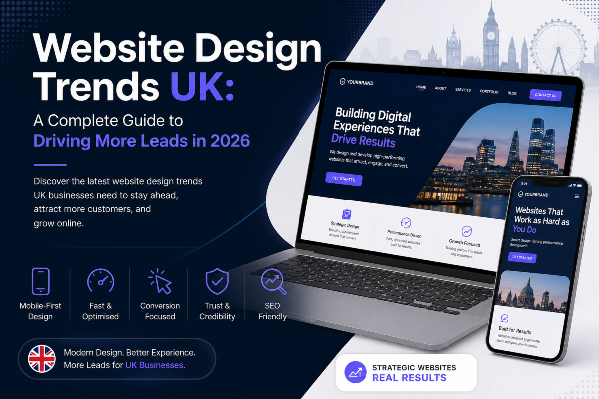 Website Design Trends UK 2026 with responsive, SEO-friendly web design for modern UK businesses.