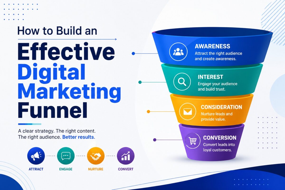 Digital marketing funnel stages from awareness to conversion