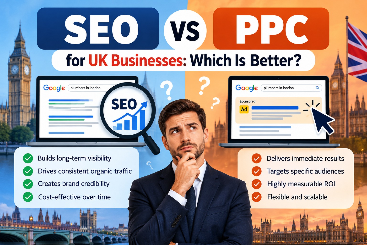 Featured image for “SEO vs PPC for UK Businesses: Which Is Better”